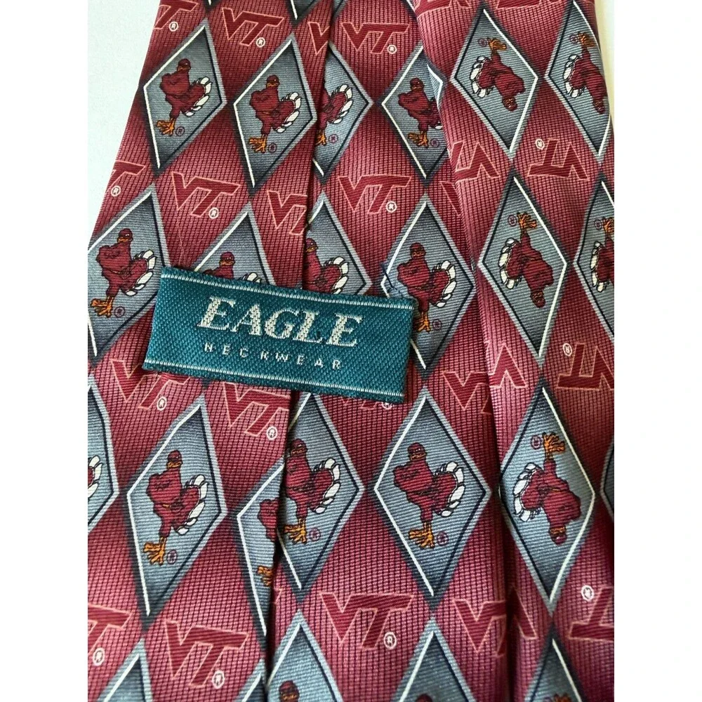 Eagle Neckwear VT Virginia Tech‎ Silk Tie Red Hokies Logo Novelty Classic